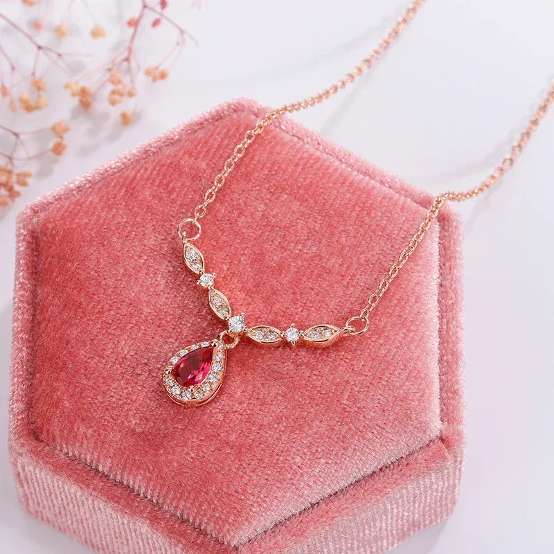 Dropshipman Option-1 KissIcon 18K Gold Red Zircon Smile Pendant - Bridal Jewelry