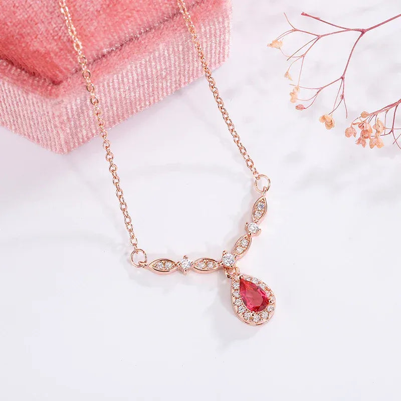 Dropshipman Option-1 KissIcon 18K Gold Red Zircon Smile Pendant - Bridal Jewelry