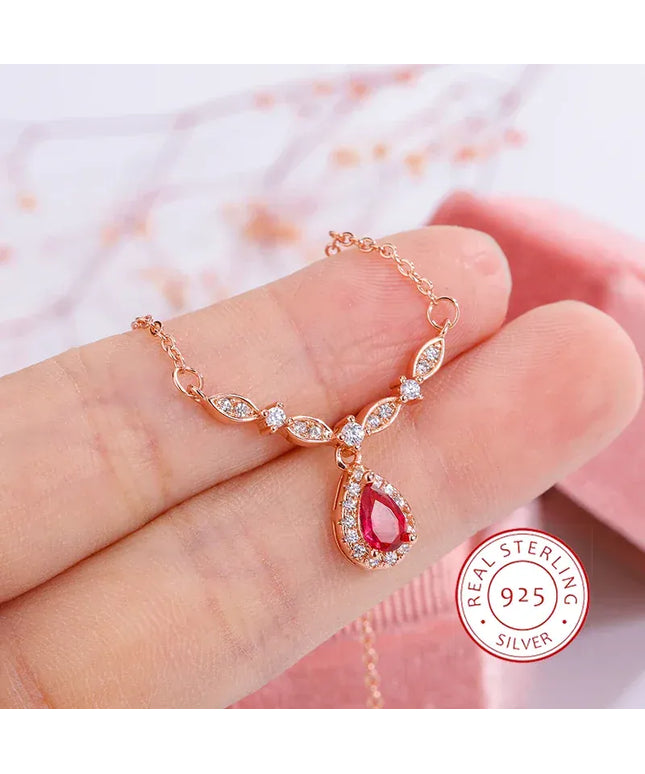 Dropshipman Option-1 KissIcon 18K Gold Red Zircon Smile Pendant - Bridal Jewelry
