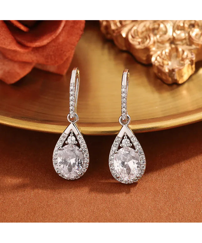 Dropshipman Option-1 KissIcon 925 Silver Crystal Pendant Stud Earrings - Sparkle