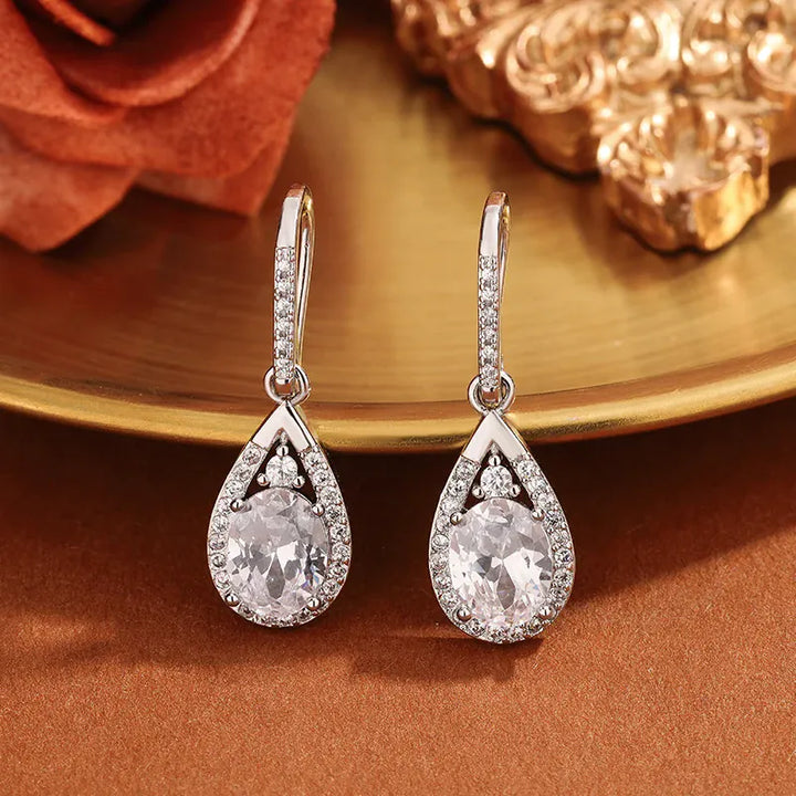 KissIcon 925 Silver Crystal Pendant Stud Earrings - Sparkle