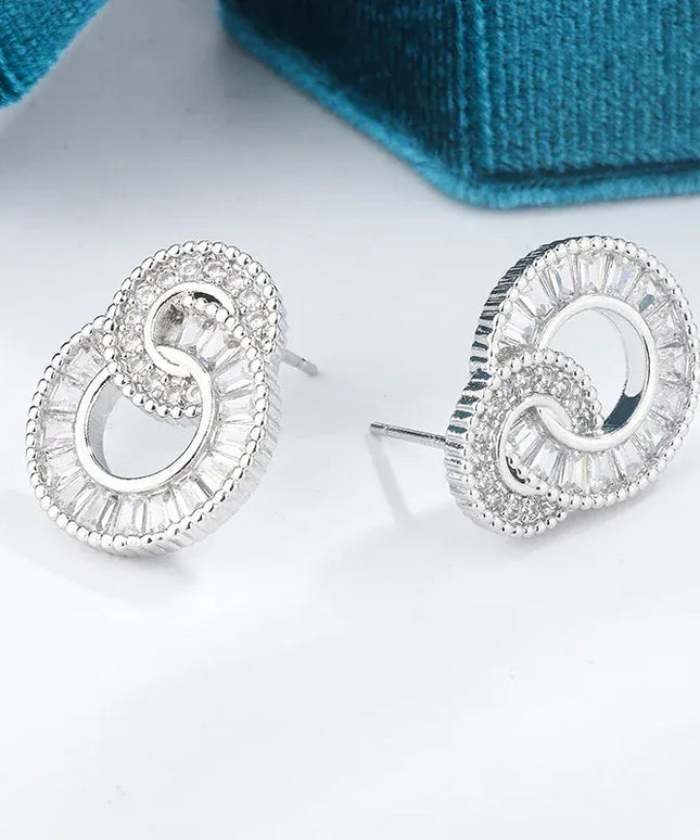 Dropshipman Option-1 KissIcon Classic 925 Silver Hoop Earrings Zircon Sparkle