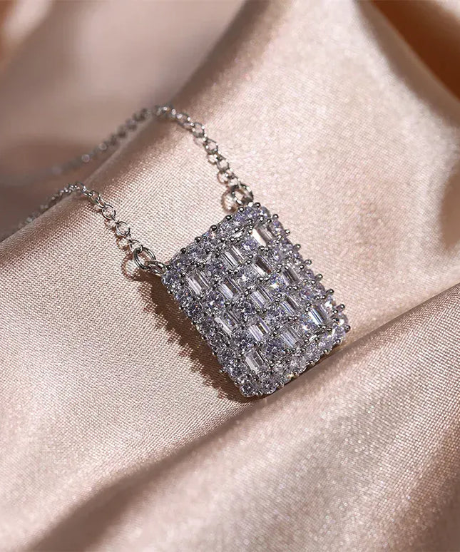 Dropshipman Option-1 KissIcon Cubic Zirconia Necklace 925 Silver Plated - Gleam