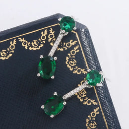 Dropshipman Option-1 [KissIcon] Emerald Fringe Earrings - Green Zircon Shine