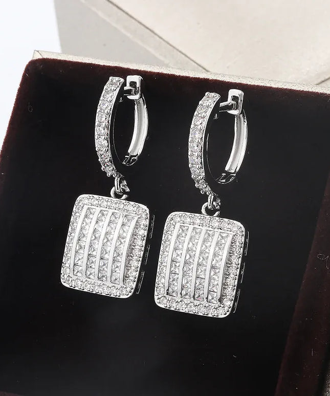 Dropshipman Option-1 KissIcon Exquisite 925 Silver Earrings - Zircon Sparkle