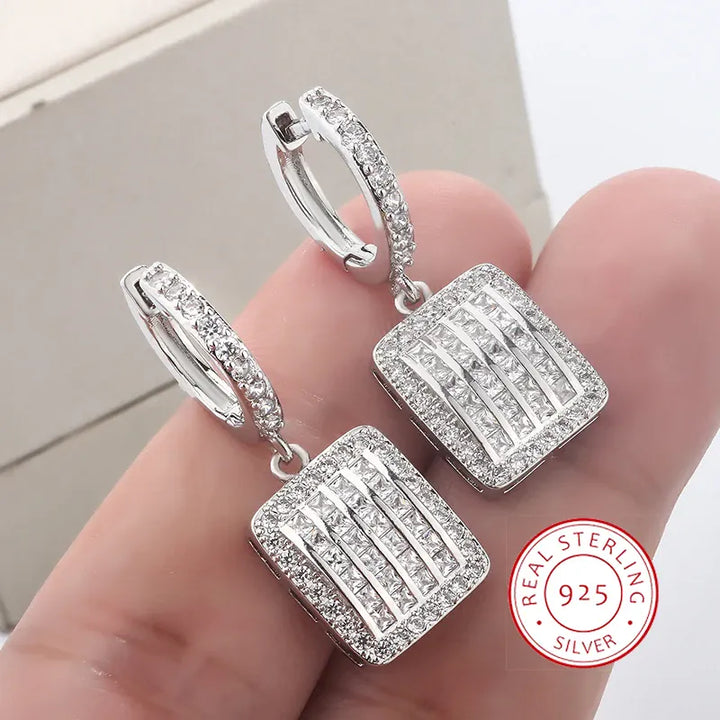 KissIcon Exquisite 925 Silver Earrings - Zircon Sparkle