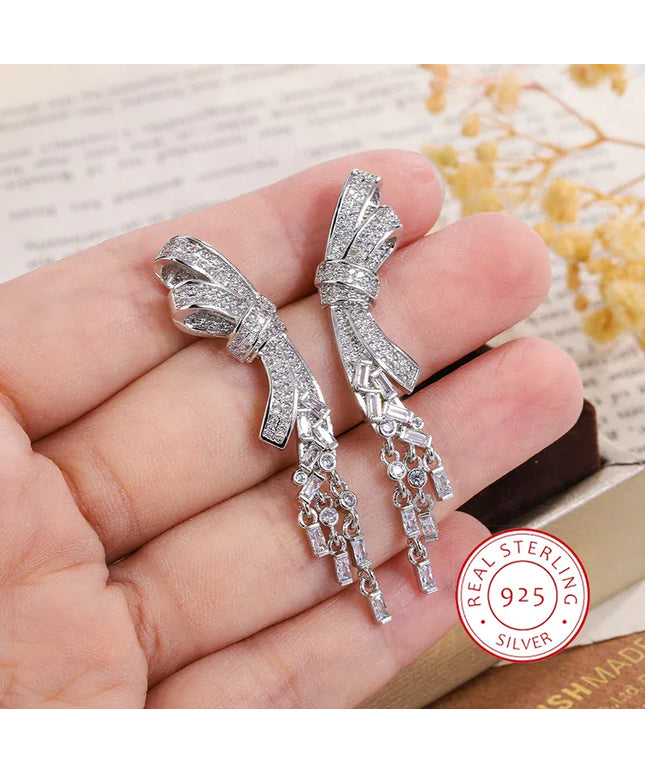 Dropshipman Option-1 KissIcon Exquisite Silver Butterfly Earrings - Zircon Shine
