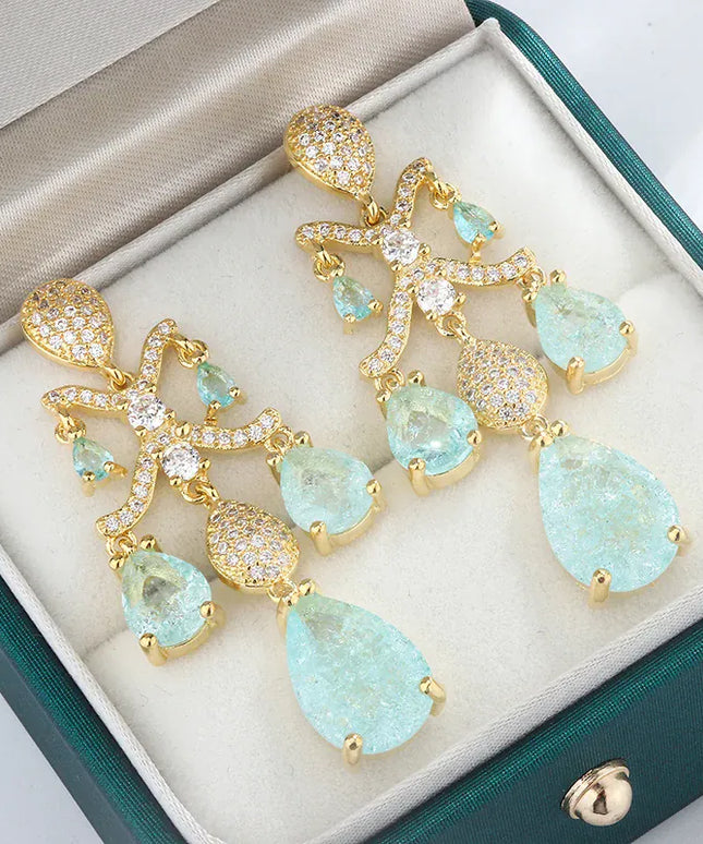 Dropshipman Option-1 KissIcon Shiny Light Blue Zircon Earrings Sparkling Gift