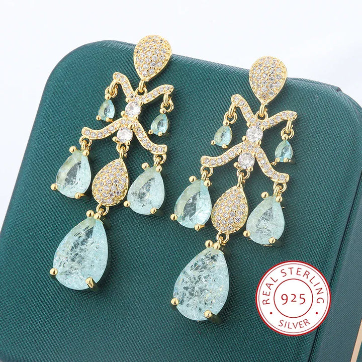 KissIcon Shiny Light Blue Zircon Earrings Sparkling Gift