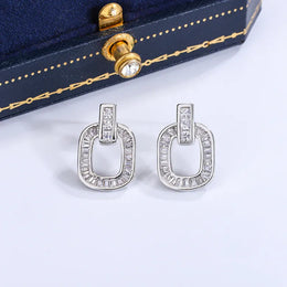 Dropshipman Option-1 KissIcon Silver Plated Stud Earrings Zircon - Sparkly
