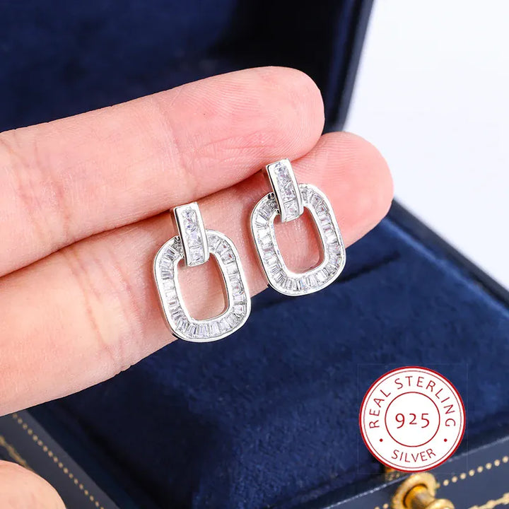 KissIcon Silver Plated Stud Earrings Zircon - Sparkly