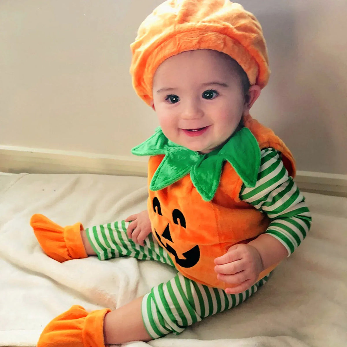 KissICON Orange / 80 Halloween Pumpkin Costume Kids Children Hat Cosplay for Baby Girls Boys Stage Performance Holiday Party Clothing Suit Gifts