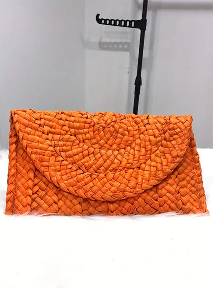 KissICON Orange Fashionable Woven Clutch – Women's Coin Purse