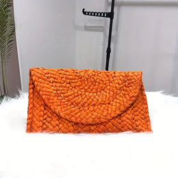 KissICON Orange Fashionable Woven Clutch – Women's Coin Purse