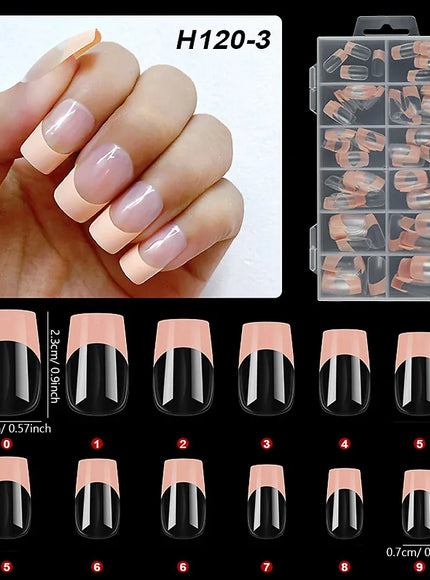 KissICON orange French Style Full Cover Press On Nails 120