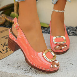 KissICON orange red / 41 Elegant Ladies Peep Toe Pumps 2025 Patent Leather