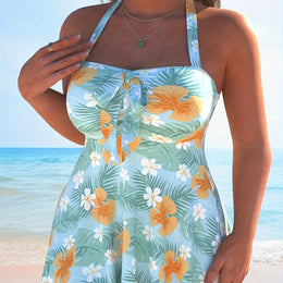 KissICON Orange / UK 24 Curve Vacation Halter Tankini