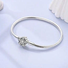 KissICON Original 925 Sterling Silver Bracelets 17-20CM Love Heart Flowers Butterfly Charms Beads Bracelet For Women Fashion Jewelry Gift