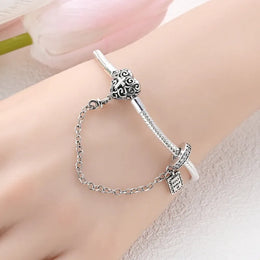 KissICON Original 925 Sterling Silver Bracelets 17-20CM Love Heart Flowers Butterfly Charms Beads Bracelet For Women Fashion Jewelry Gift