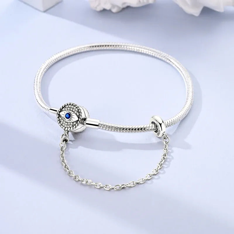 KissICON Original 925 Sterling Silver Bracelets 17-20CM Love Heart Flowers Butterfly Charms Beads Bracelet For Women Fashion Jewelry Gift