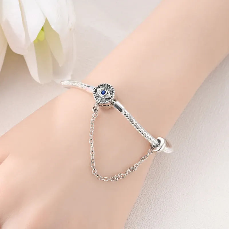 KissICON Original 925 Sterling Silver Bracelets 17-20CM Love Heart Flowers Butterfly Charms Beads Bracelet For Women Fashion Jewelry Gift