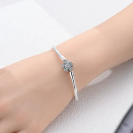 KissICON Original 925 Sterling Silver Bracelets 17-20CM Love Heart Flowers Butterfly Charms Beads Bracelet For Women Fashion Jewelry Gift