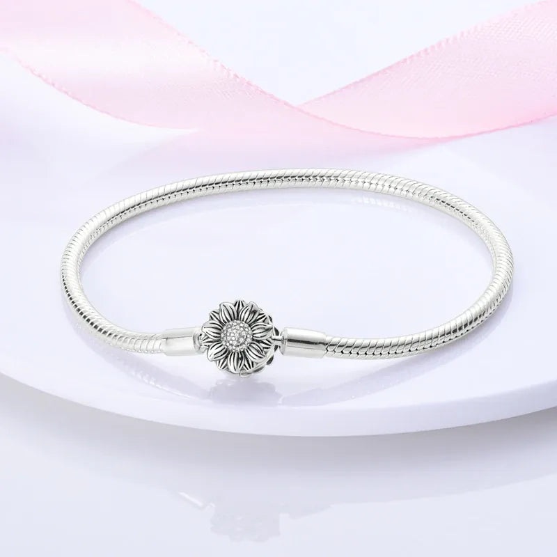 KissICON Original 925 Sterling Silver Bracelets 17-20CM Love Heart Flowers Butterfly Charms Beads Bracelet For Women Fashion Jewelry Gift