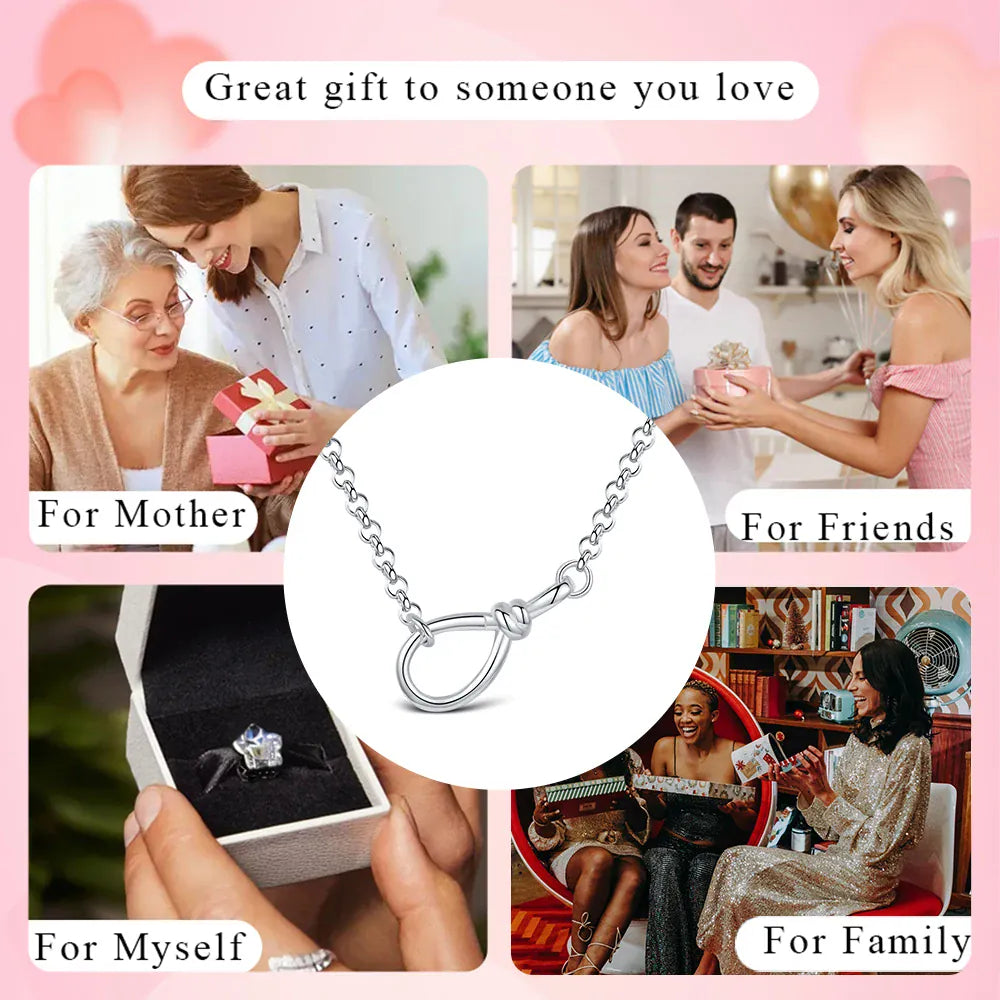 KissICON Original 925 Sterling Silver Minimalist Infinite Necklace Fit Bracelet Diy For Women Fashion Jewelry Hot Fine Pendant Love Gift