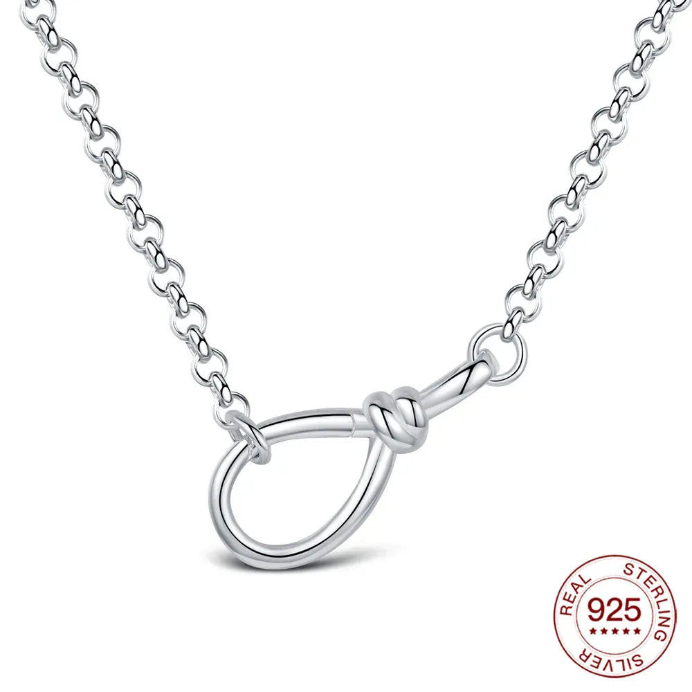 KissICON Original 925 Sterling Silver Minimalist Infinite Necklace Fit Bracelet Diy For Women Fashion Jewelry Hot Fine Pendant Love Gift