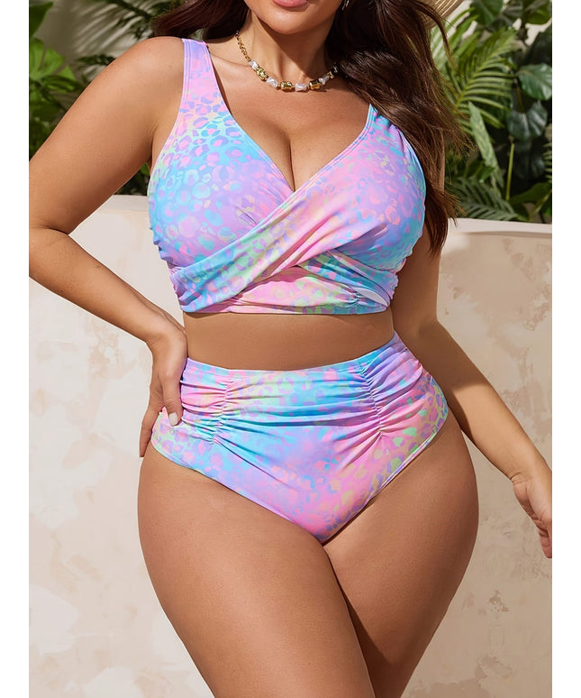 KissICON Oudasi Women's Curve Bikini – High-stretch Vibrant Tie-dye