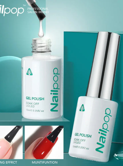 KissICON Out of stock Nailpop 10ml Rubber Base Gel Top Coat Soak