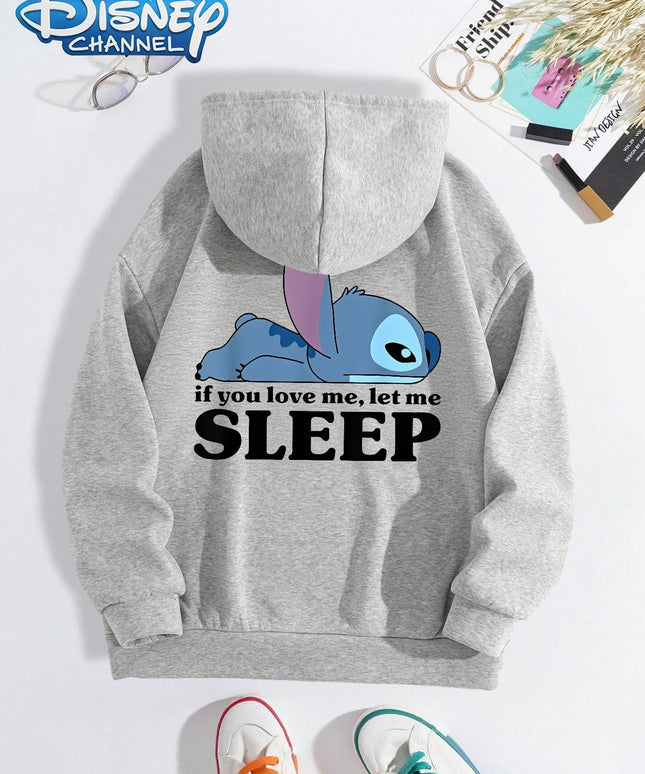 jkthpu-45 Oversized Gray Hoodie Featuring Disney'S Stitch for Plus-Size