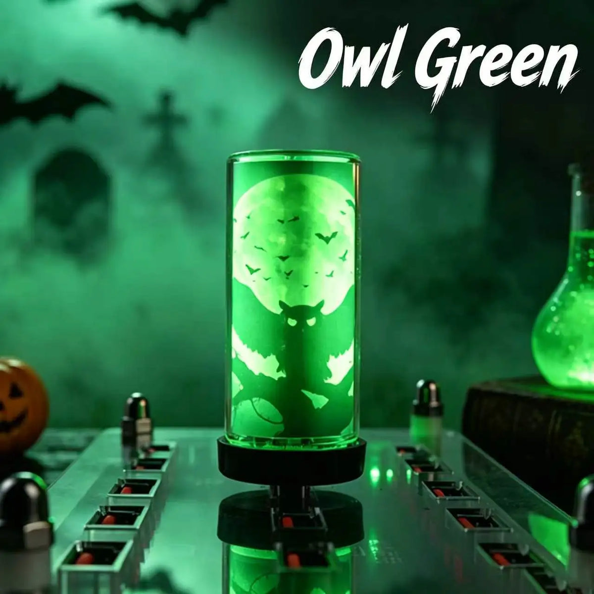 KissICON owl green Halloween DecorAITHEA Led Glass Light  Usb Night Light Bulb Touch Dimming Usb Night Light For Car Interior Bedroom Home Decor