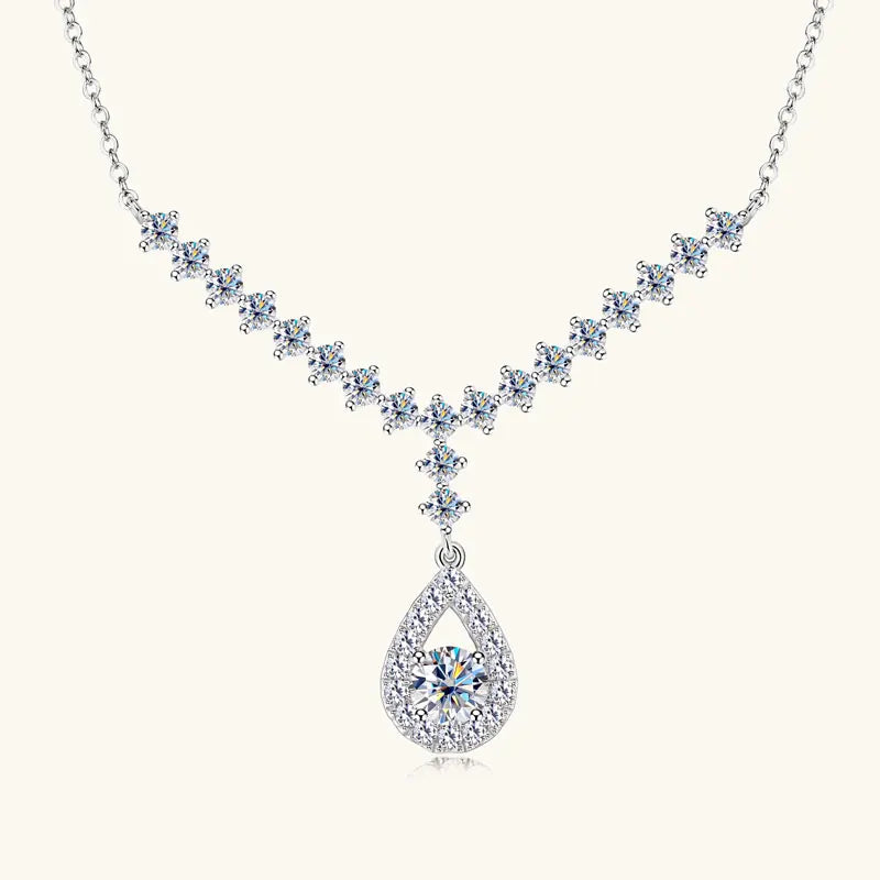 KissICON OXTAO D VVS1 Moissanite WaterDrops Necklace for Woman With Certified 925 Sliver Y-Shaped Lariat Star Necklace Luxury Jewelry
