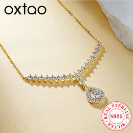 KissICON OXTAO D VVS1 Moissanite WaterDrops Necklace for Woman With Certified 925 Sliver Y-Shaped Lariat Star Necklace Luxury Jewelry