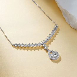 KissICON OXTAO D VVS1 Moissanite WaterDrops Necklace for Woman With Certified 925 Sliver Y-Shaped Lariat Star Necklace Luxury Jewelry