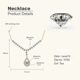 KissICON OXTAO D VVS1 Moissanite WaterDrops Necklace for Woman With Certified 925 Sliver Y-Shaped Lariat Star Necklace Luxury Jewelry