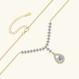 KissICON OXTAO D VVS1 Moissanite WaterDrops Necklace for Woman With Certified 925 Sliver Y-Shaped Lariat Star Necklace Luxury Jewelry