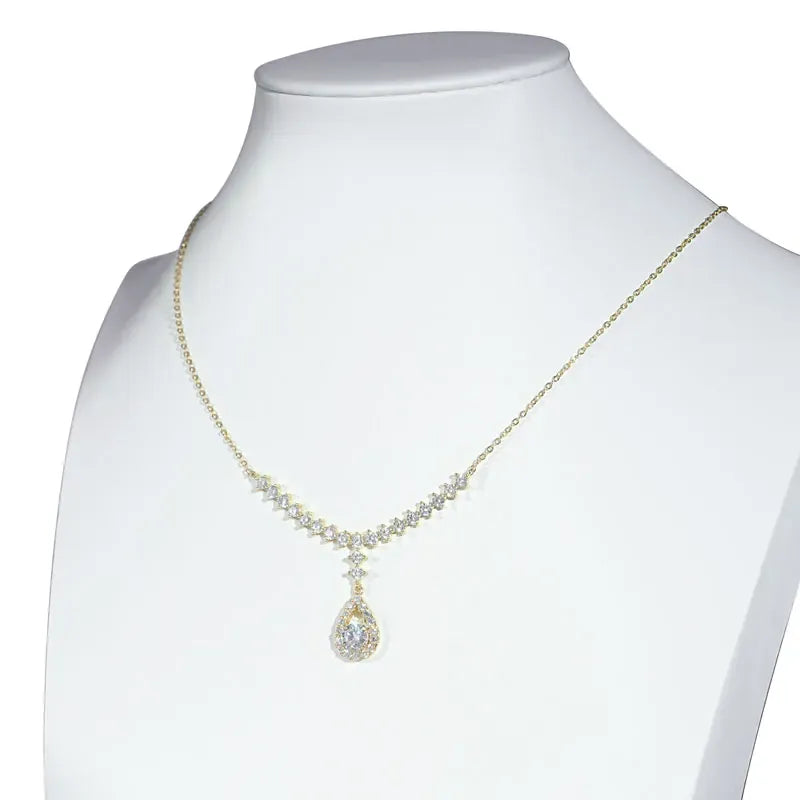 KissICON OXTAO D VVS1 Moissanite WaterDrops Necklace for Woman With Certified 925 Sliver Y-Shaped Lariat Star Necklace Luxury Jewelry