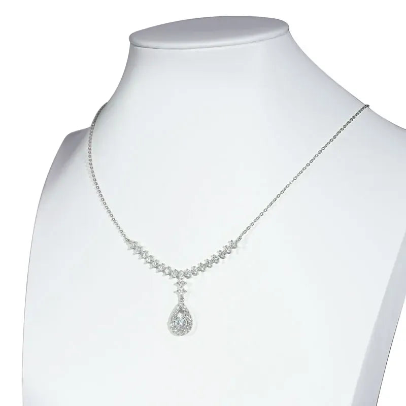KissICON OXTAO D VVS1 Moissanite WaterDrops Necklace for Woman With Certified 925 Sliver Y-Shaped Lariat Star Necklace Luxury Jewelry