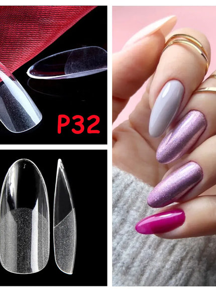 KissICON P32 Round nails KissIcon Nail Tips 504Pcs Clear Coffin Stiletto Easy