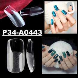 KissICON P34 square nails KissIcon Nail Tips 504Pcs Clear Coffin Stiletto Easy