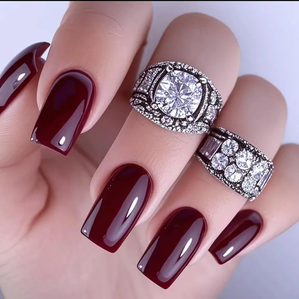 KissICON P83KuL KissIcon Artificial Press On Nails Dark Brown Tips