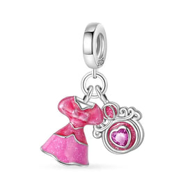 KissICON PAC1190 925 Silver Plated Magic Mirror Princess Angel Pink Charm Beads Suitable Fit Pan 925 Original Bracelet Exquisite Diy Jewelry
