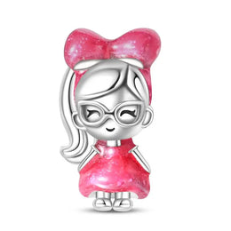 KissICON PAC1196 925 Silver Plated Magic Mirror Princess Angel Pink Charm Beads Suitable Fit Pan 925 Original Bracelet Exquisite Diy Jewelry