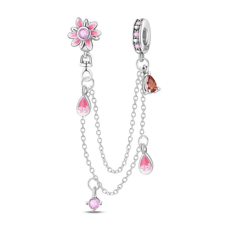 KissICON PAC1532 925 Silver Plated Magic Mirror Princess Angel Pink Charm Beads Suitable Fit Pan 925 Original Bracelet Exquisite Diy Jewelry