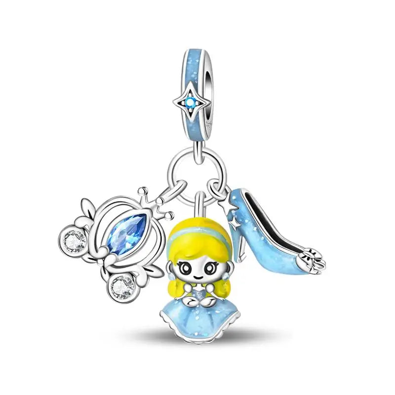 KissICON PAC1533 925 Silver Plated Magic Mirror Princess Angel Pink Charm Beads Suitable Fit Pan 925 Original Bracelet Exquisite Diy Jewelry