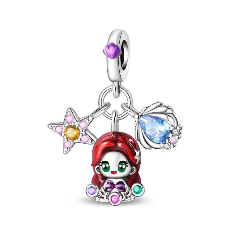 KissICON PAC1535 925 Silver Plated Magic Mirror Princess Angel Pink Charm Beads Suitable Fit Pan 925 Original Bracelet Exquisite Diy Jewelry