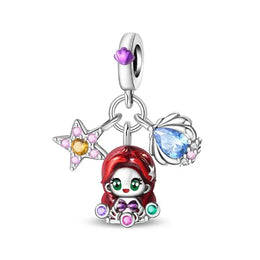 KissICON PAC1535 925 Silver Plated Magic Mirror Princess Angel Pink Charm Beads Suitable Fit Pan 925 Original Bracelet Exquisite Diy Jewelry