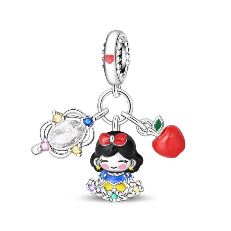 KissICON PAC1544 925 Silver Plated Magic Mirror Princess Angel Pink Charm Beads Suitable Fit Pan 925 Original Bracelet Exquisite Diy Jewelry